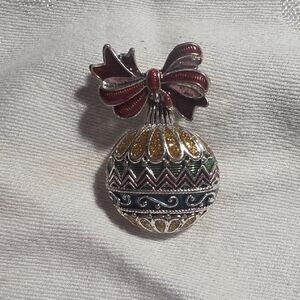 Multicolor Christmas Ornament Pin/ Brooch with Bow